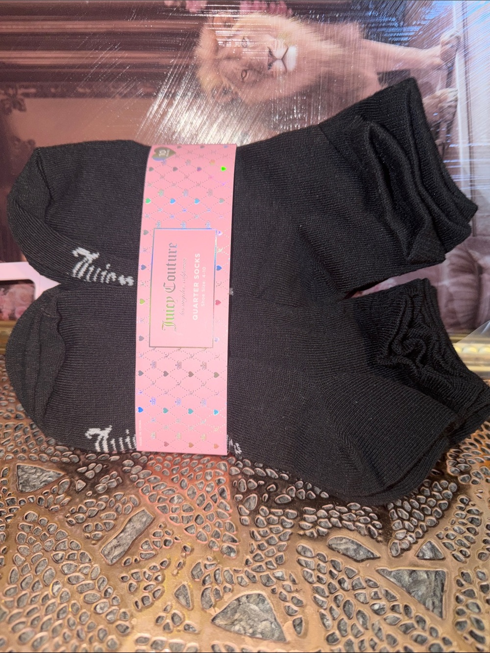 Juicy Couture 20 Pack Black Ankle Socks-Punk & White Bottoms